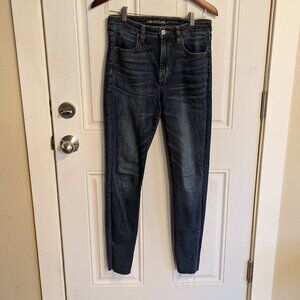 American Eagle Super Hi-Rise Jegging Crop Super Stretch Size 6 Regular Dark Wash